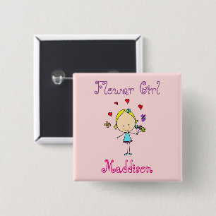 Flower Girl Personalised 15 Cm Square Badge