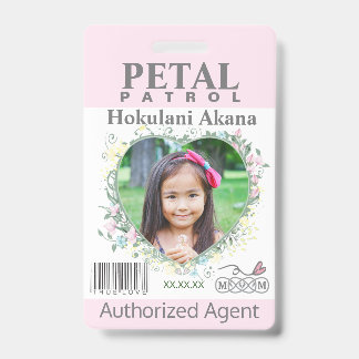 flower Girl Petal Patrol Badge blush ID Badge