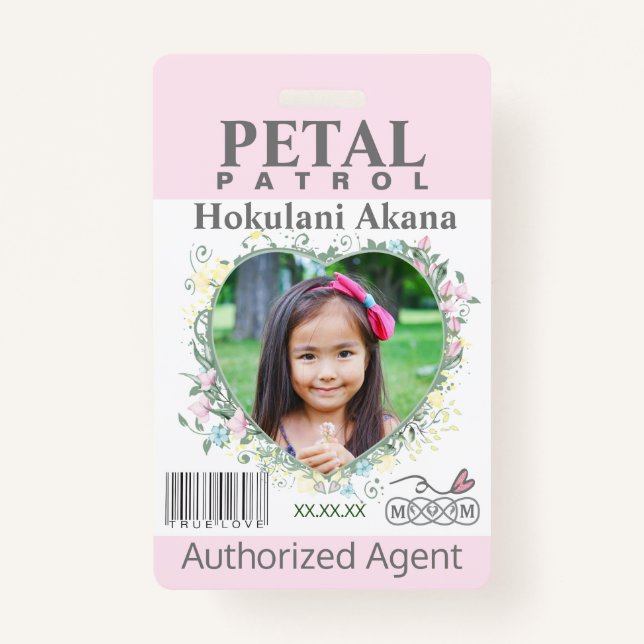 flower Girl Petal Patrol Badge blush ID Badge (Front)