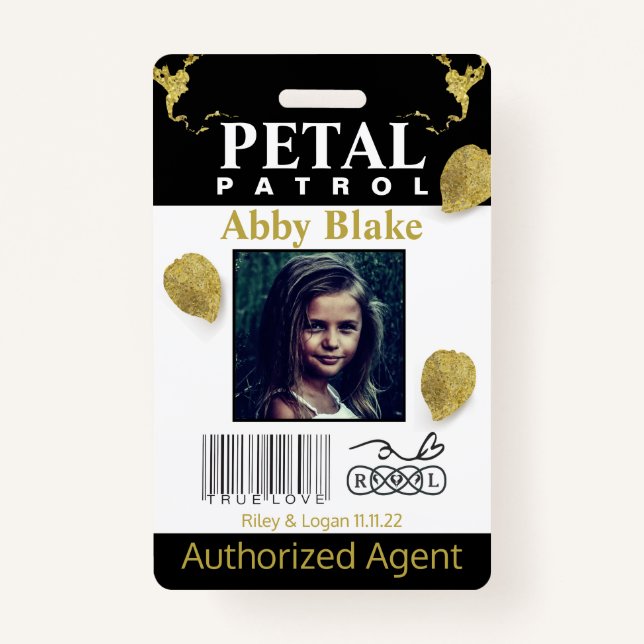 flower Girl Petal Patrol Badge ID Badge (Front)