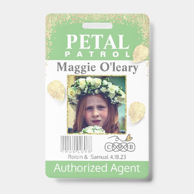 flower Girl Petal Patrol Badge ID Badge (Front)