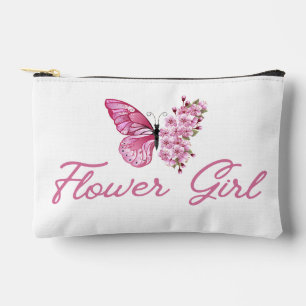 flower girl ,pink butterfly modern bridal party accessory pouch