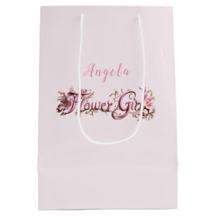 Flower Girl Pink Gold Medium Gift Bag