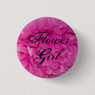 Flower Girl Pink Tissue Paper Flower Button