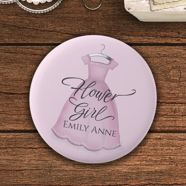 Flower Girl Pretty Wedding Cute Personalised 6 Cm Round Badge (Creator Uploaded)