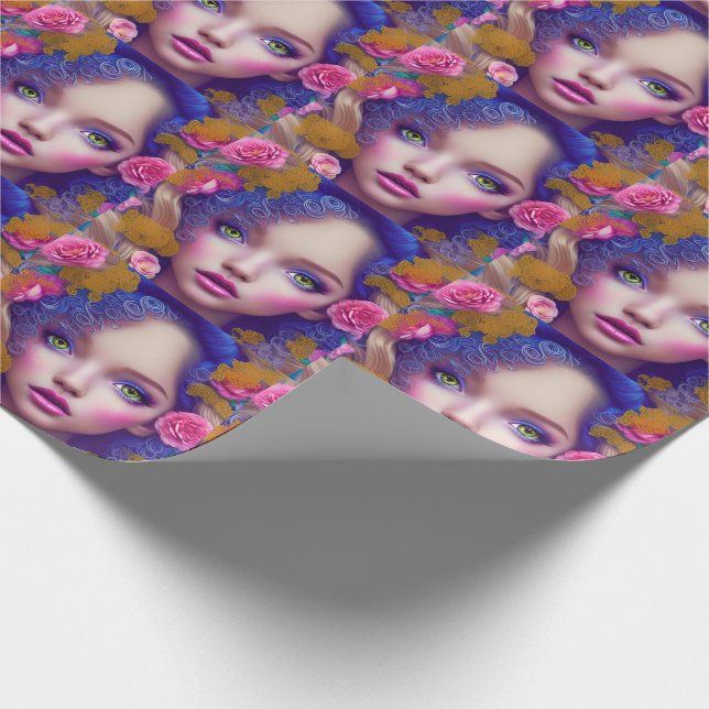 Flower Girl Princess Inspired by Ukrainian Culture Wrapping Paper (Corner)