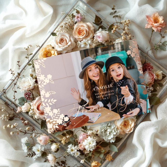 Flower Girl Proposal Botanical Frame Photo (Flower Girl Proposal Botanical Frame Photo Metallic Foil Card with Envelope.)