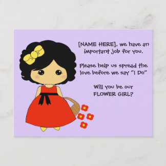 Flower Girl Proposal Card  - Black Hair