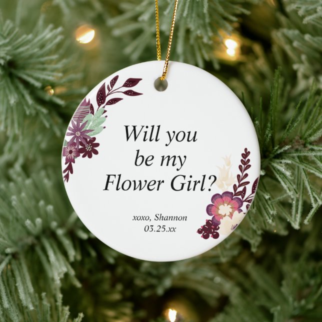 Flower Girl Proposal Personalised Jr. Bridesmaid Ceramic Ornament (Tree)