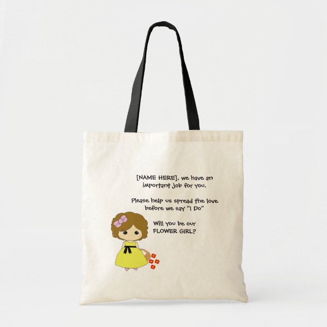Flower Girl Proposal Tote - Brunette (Front)