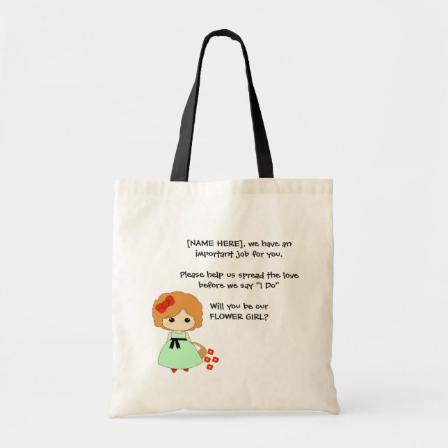 Flower Girl Proposal Tote - Red (Front)