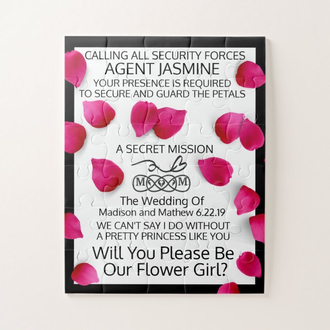Flower Girl Puzzle Invitation (Vertical)