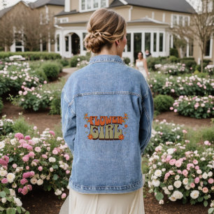 Flower Girl – Retro Floral Typography Denim Jacket
