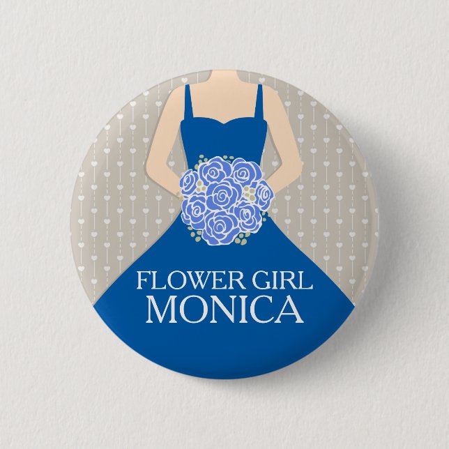 Flower girl royal blue dress named wedding pin (Front)