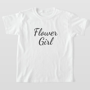 Flower Girl Script Typography on White T-Shirt