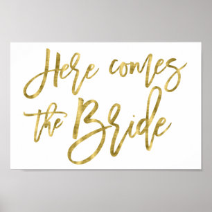 Flower Girl Sign Poster Gold Foil Effect 8x12