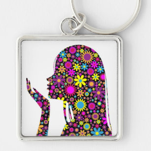 FLOWER GIRL SILHOUETTE KEY RING
