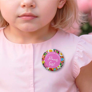 FLOWER GIRL Spring Flowers Garden Wedding Name Tag 6 Cm Round Badge