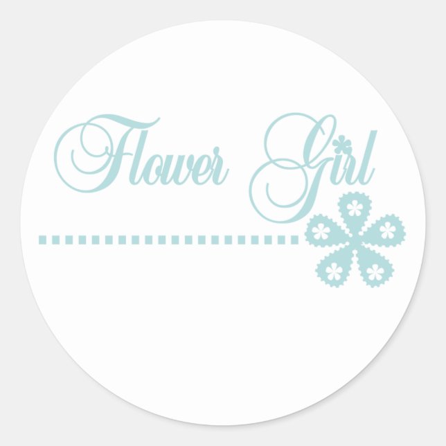 Flower Girl Teal Elegance Classic Round Sticker (Front)
