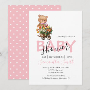 flower girl teddy bear invitation