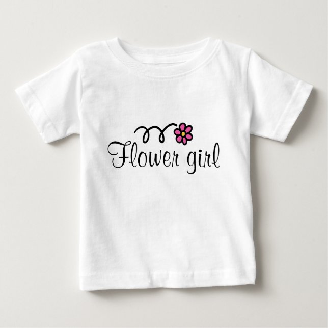 Flower girl tee shirt for toddlers with pink daisy (Front)