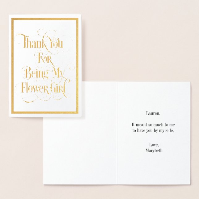 Flower Girl Thank You Gold Foil Card (Display)