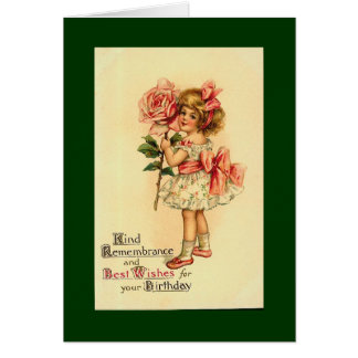 Flower girl vintage birthday card