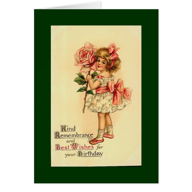 Flower girl vintage birthday card (Front)