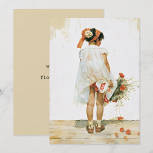 Flower Girl Watercolor Illustration Invitation