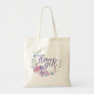 Flower Girl Watercolor Peonies WREATH Tote Bag