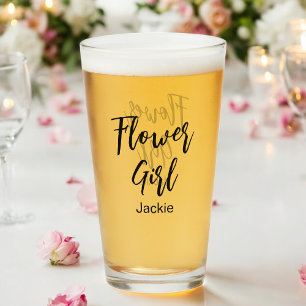 Flower Girl Wedding Black White Glass Cup