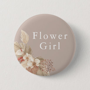 Flower Girl Wedding Boho Pampas Grass 6 Cm Round Badge