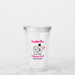 Flower Girl Wedding Favour Cute Pink Acrylic Tumbler