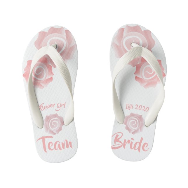 Flower Girl  wedding Rose Flip Flops (Footbed)