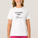 Flower Girl White Personalised T-Shirt<br><div class="desc">Your flower girl will look cute is this minimalist tee.  A great memento for your Daughter,  Granddaughter or Niece on your special day. To change the name and role click on the personalise button.</div>