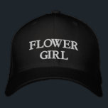 Flower Girl white typography Team Bride wedding Embroidered Hat<br><div class="desc">Flower Girl black and white typography Team Bride wedding Embroidered Baseball Cap.
Available in many colours and style options.</div>