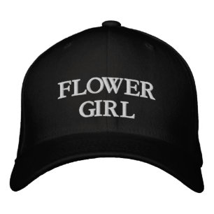 Flower Girl white typography Team Bride wedding Embroidered Hat
