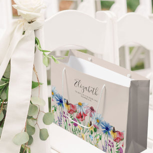 Flower Girl Wildflower Charm Thank You Large Gift Bag