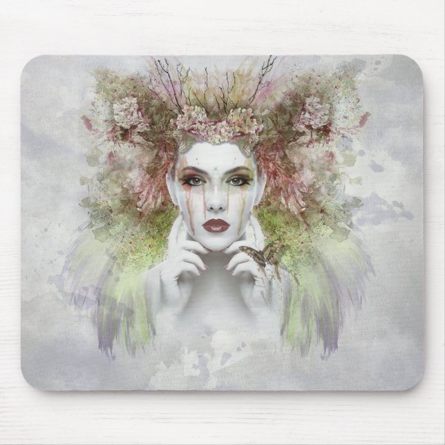 Flower Girl with Butterfly Mouse Pad (Front)