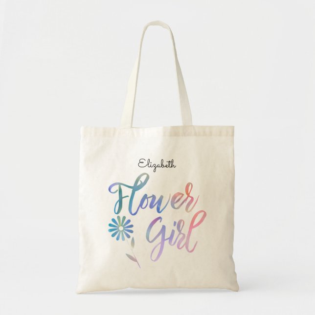 Flower Girl with Name Tote Bag (Front)