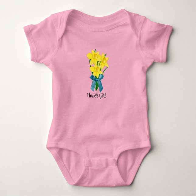 Flower Girl with Yellow Daffodils Baby Bodysuit (Front)