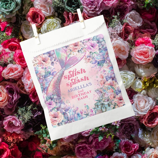 Flower Glitter Mermaid Tail 2nd Birthday Favour Bag (Creator Uploaded)