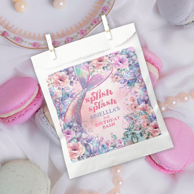 Flower Glitter Mermaid Tail 3rd Birthday Favour Bag (Creator Uploaded)
