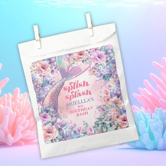 Flower Glitter Mermaid Tail 8th Birthday Favour Bag (Creator Uploaded)