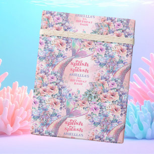 Flower Glitter Mermaid Tail 8th Birthday Wrapping Paper