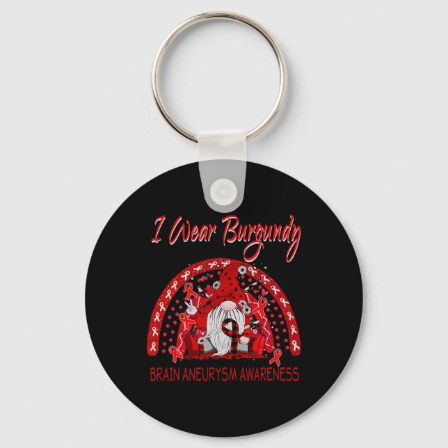 Flower Gnome Brain Aneurysm Awareness  Key Ring (Front)