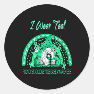 Flower Gnome Polycystic Kidney Disease Awareness Classic Round Sticker