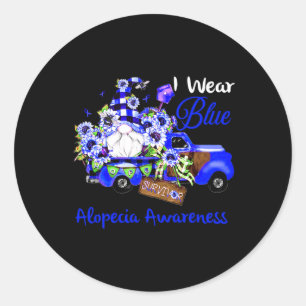 Flower Gnome Survivor Alopecia Awareness Classic Round Sticker