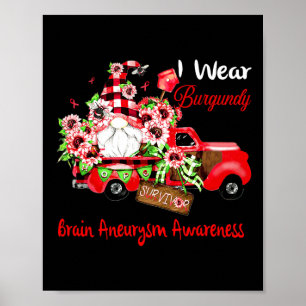 Flower Gnome Survivor Brain Aneurysm Awareness Poster