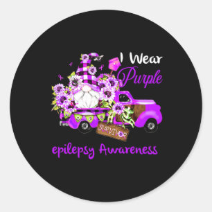 Flower Gnome Survivor Epilepsy Awareness Classic Round Sticker